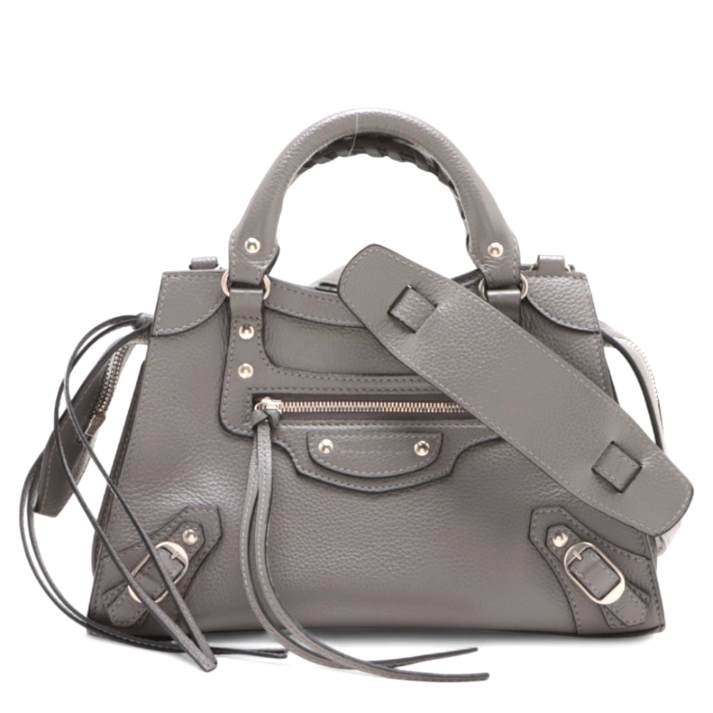 Balenciaga Gray Satchel with Structured Silhouette and Silver Hardware